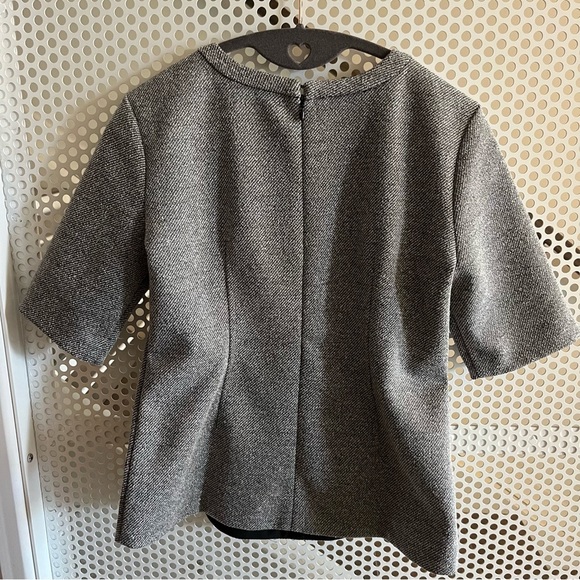 Ann Taylor Tweed Peplum Structured Short-sleeve Top Size XS in Heather Grey GUC - Picture 7 of 11